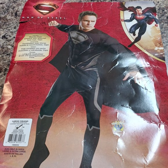 Mens Two Piece 2013 Superman Man of Steel Halloween Costume Size L - Picture 12 of 16